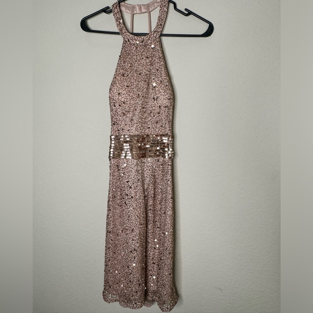 Ashley Lauren, Rose gold sequins homecoming cocktail dress size 4